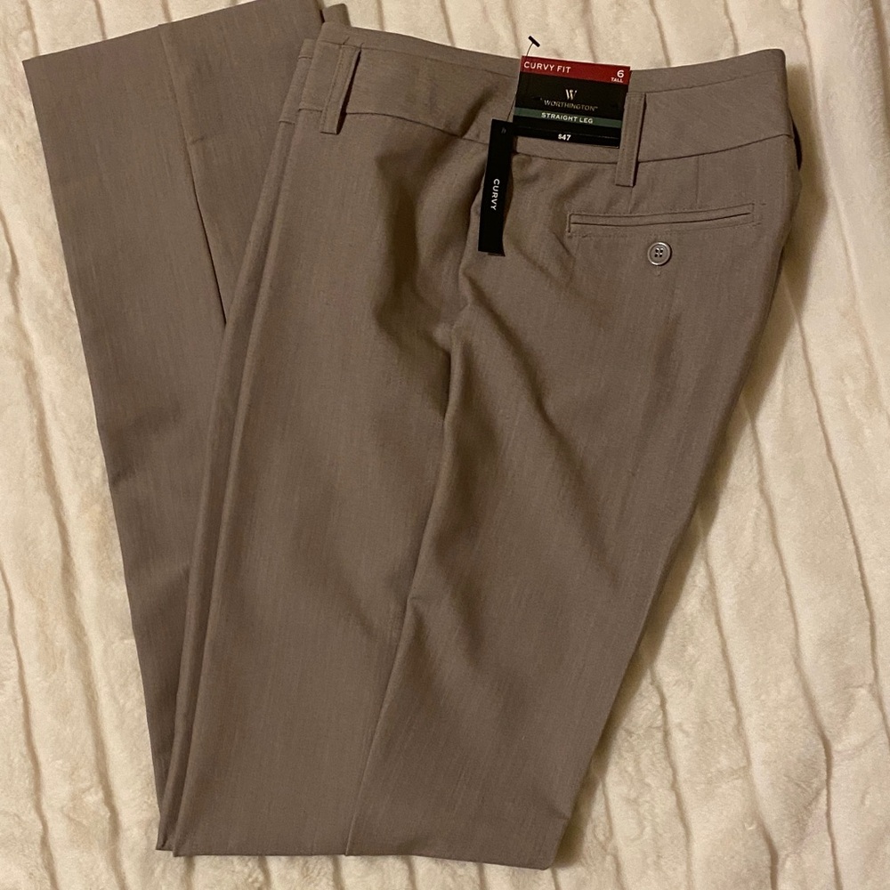 Worthington Women’s Taupe Straight Fit Dress Pants